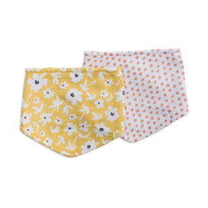 Lulujo Bandana Bibs (2-pack) – Yellow Wildflowers / Dots in UAE