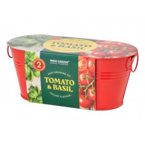 Paris Garden Tomato & Basil Mini Zinc Collection Colour Oval Pots Duo Collection 2 Seeds Varieties