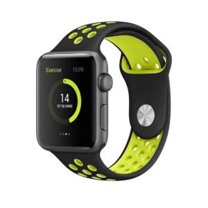 BeHello BEHELLO Premium Apple Watch 42/44mm Silicone Strap - Black/Yellow