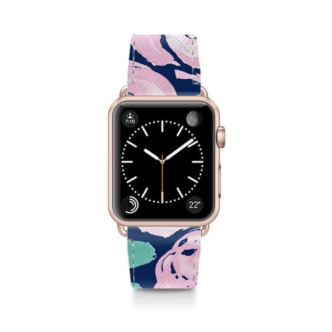Casetify CASETIFY Apple Watch Band Leather All Series 42mm Aluminum Gold Frame Pink Peonies in UAE