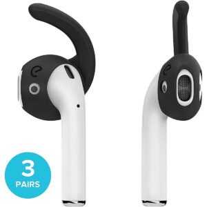 KeyBudz KEYBUDZ EarBudz 2.0 Ear Hooks and Covers Accessories 3 Pairs for AirPods 1 & 2 - Black