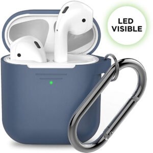 KeyBudz KEYBUDZ PodSkinz Keychain Case with Carabiner for AirPods 1 & 2 - Cobalt Blue