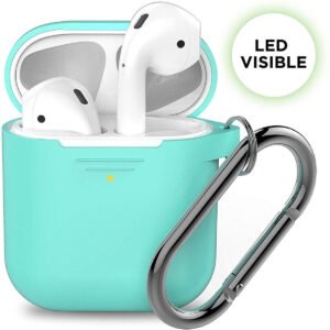 KeyBudz KEYBUDZ PodSkinz Keychain Case with Carabiner for AirPods 1 & 2 - Diamond Blue