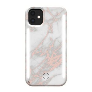 LuMee LUMEE Duo Phone Case with Selfie Light for iPhone 11 - Metallic Marble - White Rose Gold