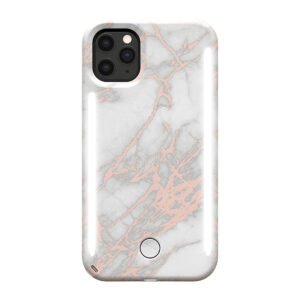 LuMee LUMEE Duo Phone Case with Selfie Light for iPhone 11 Pro - Metallic Marble - White Rose Gold