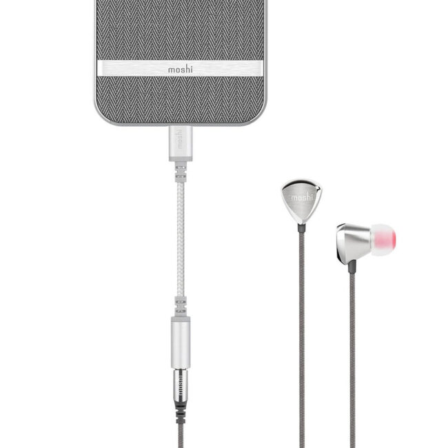 Moshi MOSHI Integra Headphone Jack Adapter With Lightning Connector – Jet Silver in UAE