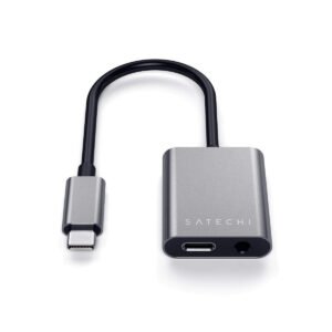 Satechi SATECHI Type-C to 3.5mm Headphone Jack Adapter with USB-C PD Charging - Space Gray