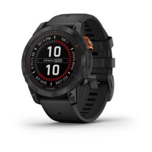 Garmin Fenix 7X Pro – Sapphire Solar Edition- Carbon Gray Dlc Titanium With Carbon Gray Metal Band (Includes Dual-Colour Silicone Watch Band)