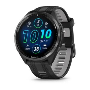 Garmin Forerunner 965, Carbon Gray Dlc Titanium Bezel With Black Case And Black/Powder Gray Silicone Band