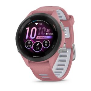 GARMIN Forerunner 265S – Light Pink/Powder Grey | GPS Runners Sports Watch with Up to 15 Days of Battery Life | Triathlon Smartwatch with Colorful AMOLED Touchscreen Display
