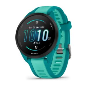 GARMIN Forerunner 165 Music – Turquoise / Aqua | Lightweight GPS Runners Sports Watch | Colourful AMOLED Display | Up to 11 Days of Battery Life & Touchscreen and Buttons | Built-in Sports Apps