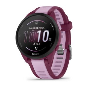 GARMIN Forerunner 165 Music – Berry/Lilac | Lightweight GPS Runners Sports Watch | Colourful AMOLED Display | Up to 11 Days of Battery Life & Touchscreen and Buttons | Built-in Sports Apps
