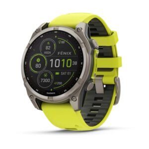 GARMIN Fenix 8 Solar – 47mm, Amp Yellow/Graphite | Premium AMOLED Multisport GPS Smartwatch with Touchscreen | Up to 28 Days of Battery Life | Advanced Health & Training Features, Built-in LED Flashlight