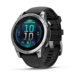 GARMIN Fenix E – 47mm, Stainless Steel with Black Silicone Band | AMOLED Multisport GPS Smartwatch with Up to 16 Days of Battery Life | Dynamic Round-Trip Routing | Multi-GNSS & ABC Sensors