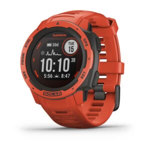 GARMIN Instinct Solar Standard Edition – 45mm, Flame Red | Rugged GPS Smartwatch with 37 Days of Battery Life | Multisport Smartwatch with Scratch Resistant Gorilla Glass & Multi GNSS Support