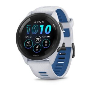 GARMIN Forerunner 265 – Whitestone/Tidal Blue | Amoled GPS Runners Sports Watch with Up To 13 Days Of Battery Life | Touchscreen and Buttons & Daily Suggested Workouts, Training Readiness Score