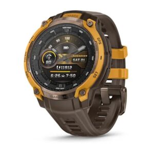 GARMIN Instinct Crossover – 45mm, Bronze/Sunburst | AMOLED Rugged Hybrid Smartwatch with Luminescent Analogue Hands and Digital Display | Multisport Watch with 28 Days of Battery Life