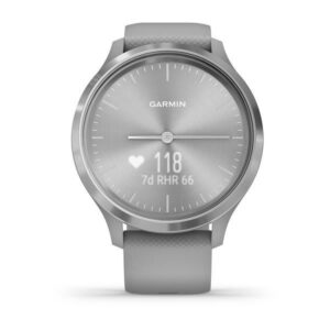 Garmin Vivomove 3, Silver Stainless Steel Bezel With Powder Grey Case And Silicone Band
